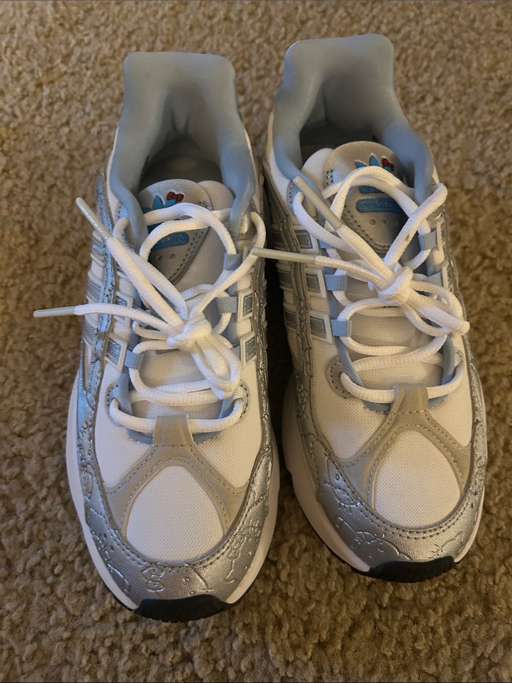 Hello Kitty Adidas Big Kid’s Silver & White Runner Sneakers
